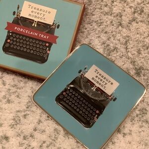 Vintage Typewriter Boxed Porcelain Tray Trinket Jewelry Dish NWT Ceramic Galison